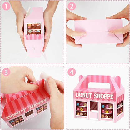 12 Pack Donut Party Favor Boxes Two Sweet Candy Treat Bags Cute Donut Goodie - Image 5