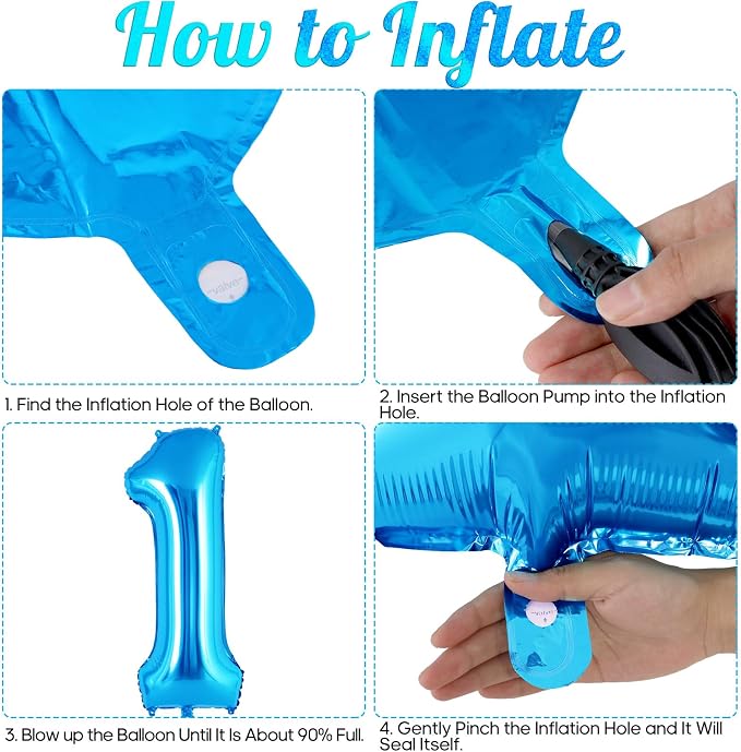 Blue Number 1 Balloon 40 Inch, Big Large Foil Helium Number Balloons, Jumbo - Image 7