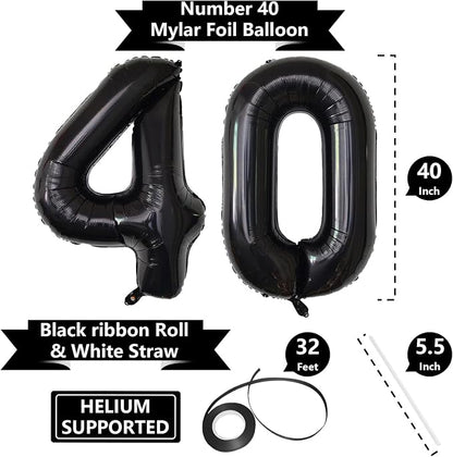 SINBEE Black 40inch Reusable Mylar Foil Balloon, Anniversary, Party Decorations - Image 2
