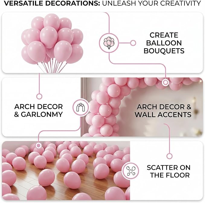 40pcs Light Pink Balloons 12 Inch, Matte Pastel Baby Pink Balloons | Latex - Image 2