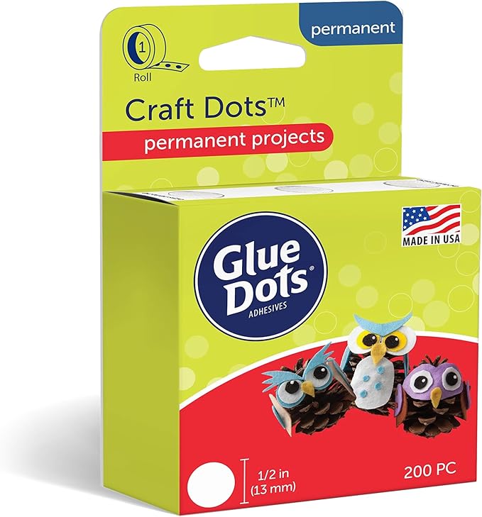Glue Dots, Craft Dots, Double-Sided, .5 Inch, 200 Dots, DIY Craft Glue Tape by GlueDots
