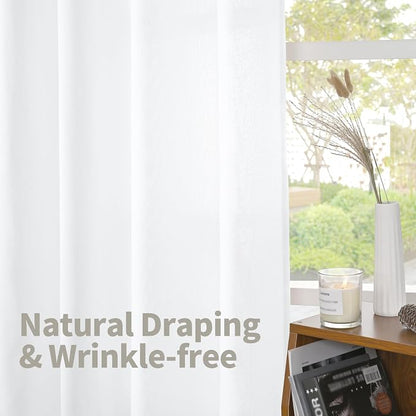 YoungsTex White Linen Curtains 54 Inches Long - Image 3