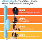 Quico Hair Straightener, 110-240V Global Travel Hair Straighteners for Women, 15s Fast Heating, Professional Negative Ion Flat Iron, Temp Memory, 320℉-450℉, Auto-Off, with Glove and Clips, Gift, Blue