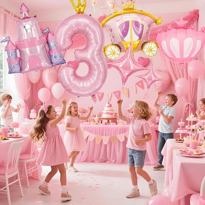 Minyu 6-Piece Princess Theme Party Decoration Set: Princess Carriage + Pink - Image 7