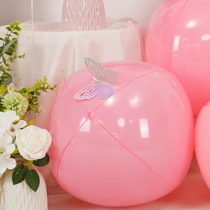 6Pcs Baby Pink Round Foil Balloons, 22inch Large 4D Helium Light Pink Mylar - Image 3