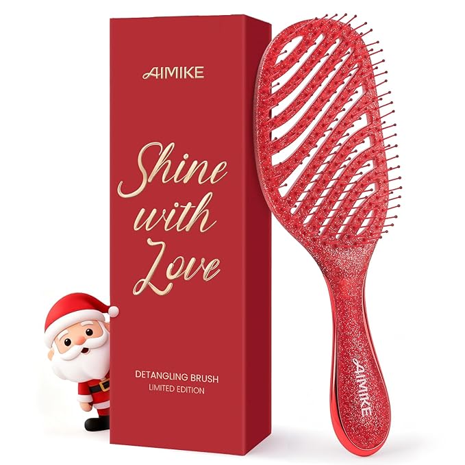 Christmas Gift for Women, Stocking Stuffers for Teen Girls, AIMIKE Painless Detangler Hair Brush w/Soft Bristles, Extra Gentle Wet & Dry Brush for Fine or Sensitive Hair, Ideal Holiday Presents