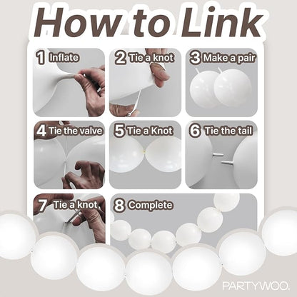 PartyWoo White Linking Balloons 100pcs 6 Inch White Link Balloons | - Image 5