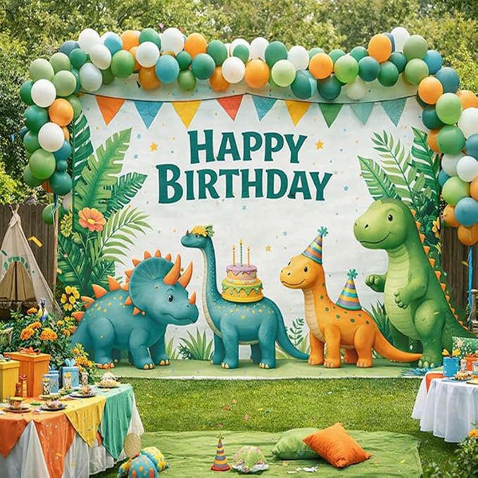 Dinosaur Birthday Decorations Banner 71x43 Inch, Large Dinosaur Birthday Party - Image 4