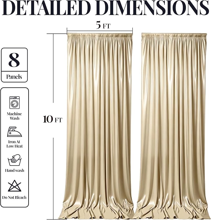 40x10ft Champagne Beige Glitter Backdrop Curtain - Image 9