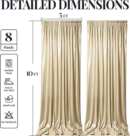 40x10ft Champagne Beige Glitter Backdrop Curtain - Image 9