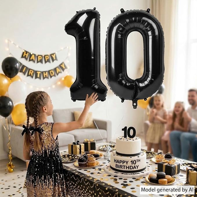 Black Number 0 Balloon 40 Inch, Foil Numeral - Image 6