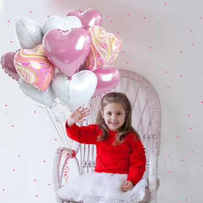Pink White Agate Heart Shape Balloons - Image 6