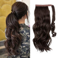 CJL HAIR 22" Long Ponytail Hair Extension Wrap Around Pony Tail Clip in Curly Wavy Synthetic Fake Hairpiece for Women Dark Brown