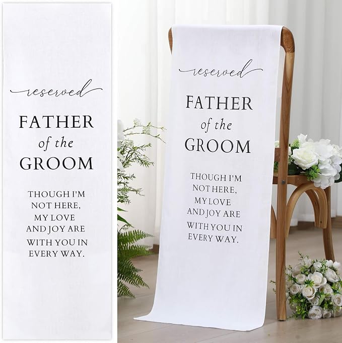 HunnmingRe Father of the Groom Wedding Memorial Reserved Chair Sign Banner in - Image 8