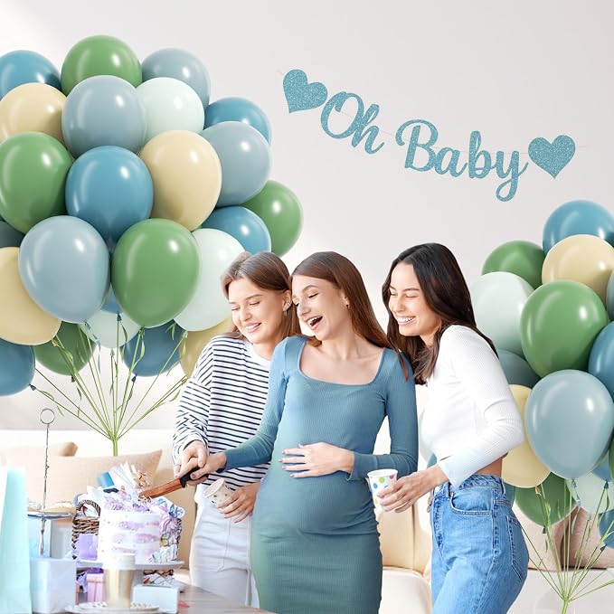 12inch Blue and Green Balloons - Image 4