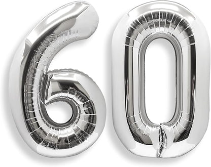 AULE 40 Inch Silver 60 Balloon Number Foil 0-9 Birthday Big Numbers | Birthday by AULE