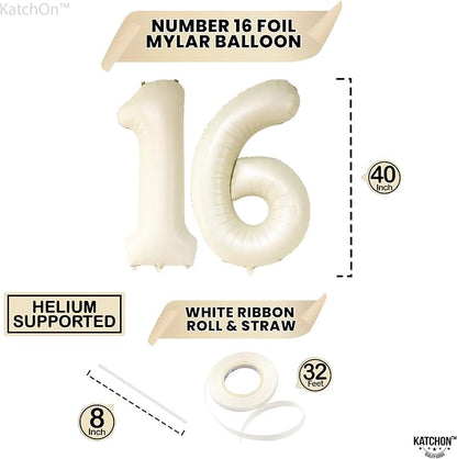 KatchOn Cream 16 Balloon Numbers 40 Inch | 16 Birthday Balloons, Sweet 16 - Image 4