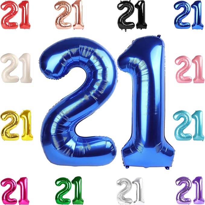 Navy Blue Number 21 Balloon 40 Inch by IWERP