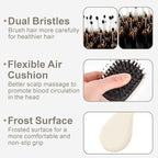 Mini Boar Bristles Hair Bursh, Travel Size Hair Brush for Women Men Kids, Protable Small Hair Brushes for Pockets Purses, Mini Hair Brush for Smooth Add Shine (White)