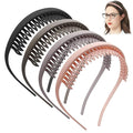 4 Pack No Pressure Headbands for Glasses Wearers – Wide teeth U-Shaped headband for no headache, no pressure, secure hold for thick and fine hair(set-A)