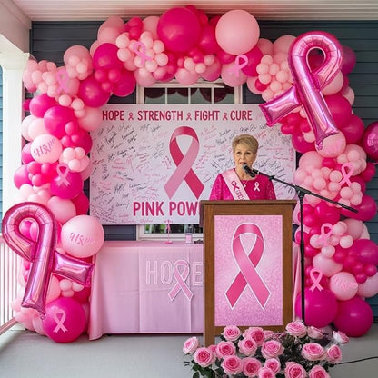 Hot pink and pink balloons Breast Cancer Awareness Decorations Balloons Arch - Image 5