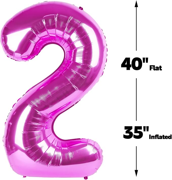 Rosy Purple Number 2 Balloon 40 inch, 2nd Birthday Party Balloons Decoration | - Image 3