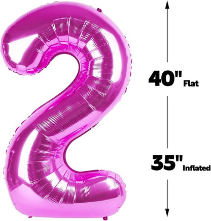 Rosy Purple Number 2 Balloon 40 inch, 2nd Birthday Party Balloons Decoration | - Image 3