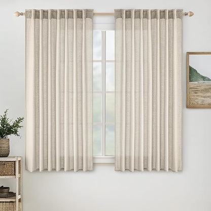 MIULEE Cream Linen Curtains 52x54 Inch 2 Panels by MIULEE