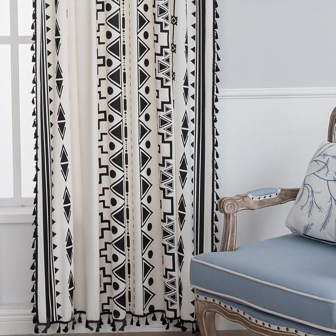 Sutuo Home Black and White Boho Curtain 84 Inches Length - Image 5