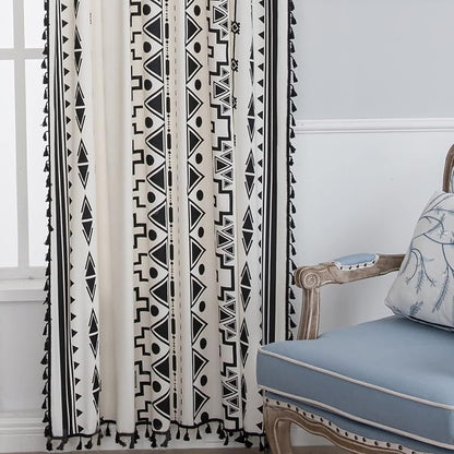 Sutuo Home Black and White Boho Curtain 84 Inches Length - Image 5