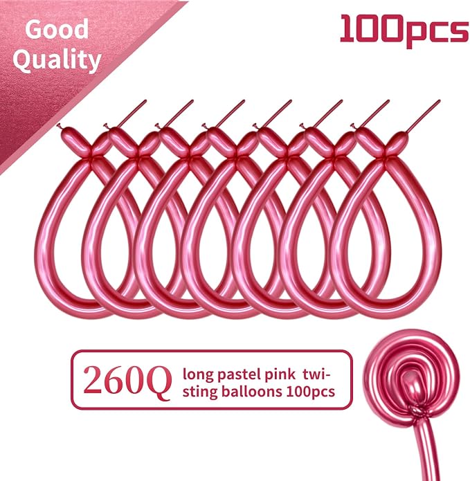 260 Metallic Red Long Balloons for Balloon Garland Thickening Skinny Latex - Image 2