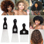 COOKOO 3 Pack Metal Afro Hair Styling Combs - Fist Design Wide Tooth Picks for Women, Men & Natural Curly Hair Hairstyling