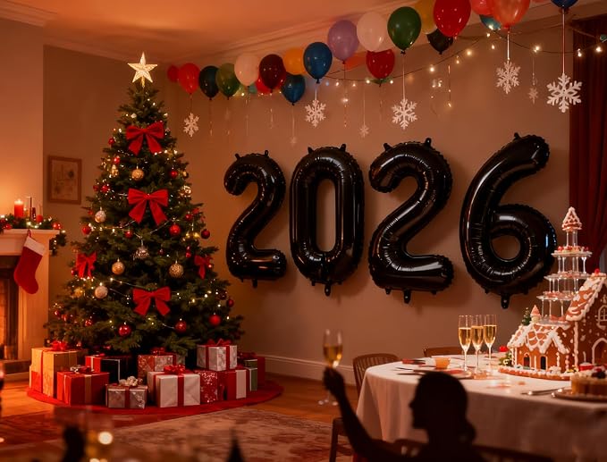 Black 2026 Number Balloons, 26 Balloon Number 40 Inch - Image 2
