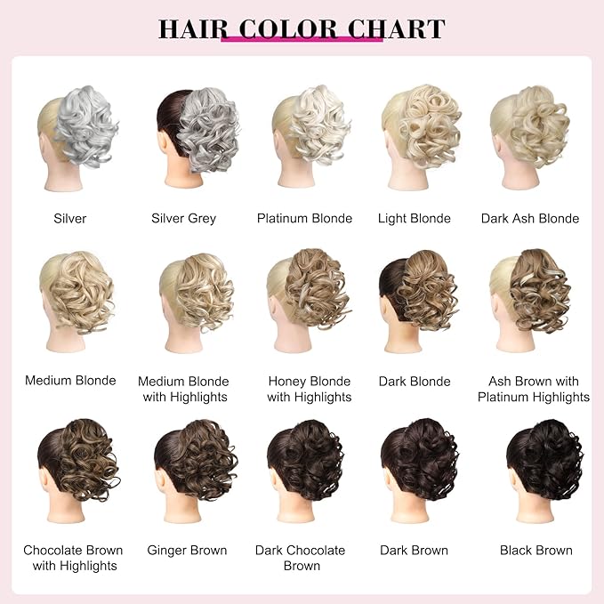 REECHO 9" Short Ponytail Extension, Classic Loose Curly Wavy Claw Clip Pony tails Hair Extensions HP001 Hairpieces for Women - Dark Brown with Highlights