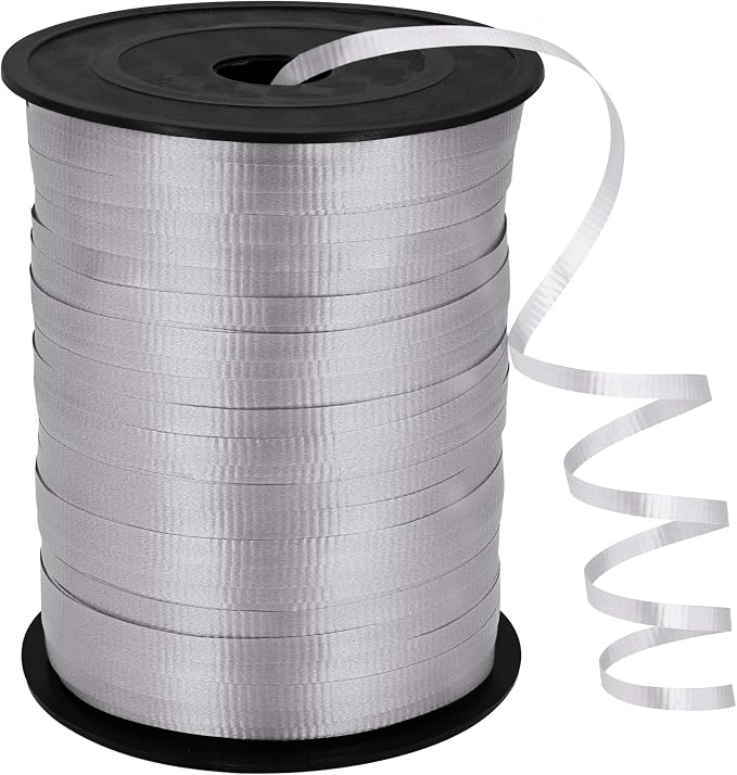 500 Yards Silver Crimped Texture Curling Ribbon by Gliberli
