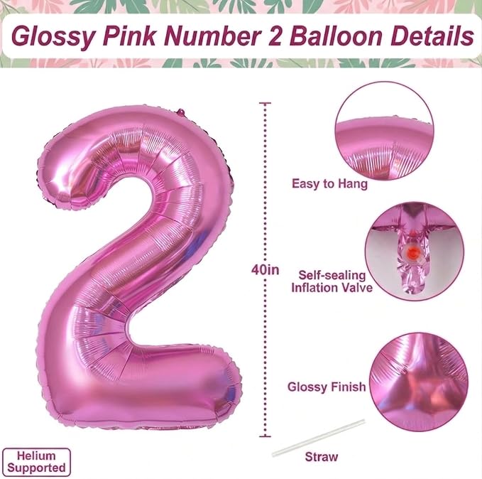 Pink Number 12 Balloon 40 Inch, Sleek Metallic Foil Party Supplies | Stunning - Image 4