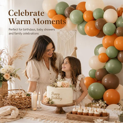 Sage Green and Orange Balloons, 12 Inch Green Brown Orange Balloons Olive Green - Image 5