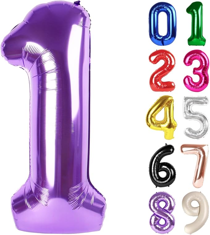 1 Balloon - Purple Birthday Number Balloons, 40 Inch Decorations Men Women | by ALPHADELTAPI