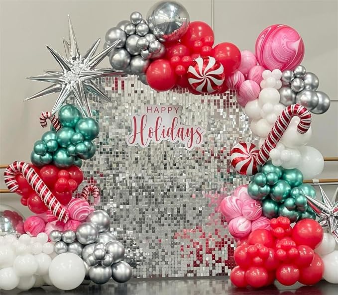 Shimmer Wall Backdrop Silver Wall Panels 12Pcs Square Sequin Shimmer Wall - Image 2