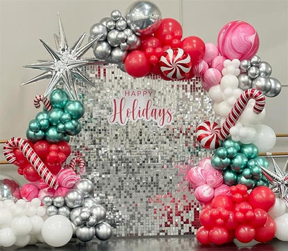 Shimmer Wall Backdrop Silver Wall Panels 12Pcs Square Sequin Shimmer Wall - Image 2