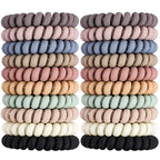 79STYLE 30pcs Spiral Hair Ties No Crease Coil Hair Ties Platics Coiled Phone Cord Ponytail Holder Large Sprial Hair Scrunchies For Women Thick Curly Hair Girls