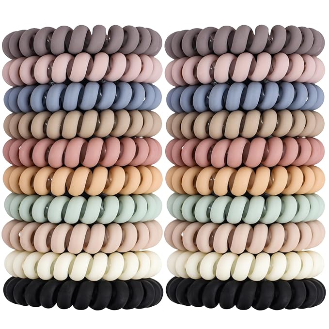 79STYLE 30pcs Spiral Hair Ties No Crease Coil Hair Ties Platics Coiled Phone Cord Ponytail Holder Large Sprial Hair Scrunchies For Women Thick Curly Hair Girls