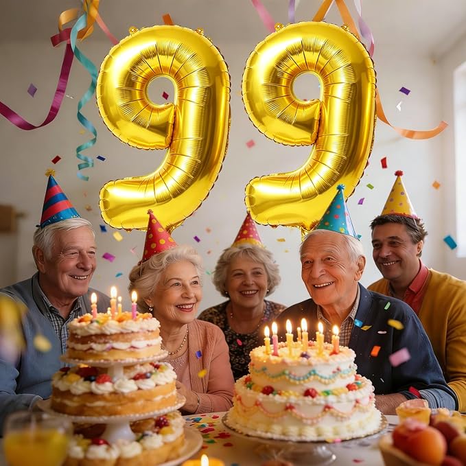 40 Inch Number 99 Balloons for 99th Birthday Party Decorations, 0-100 Gold - Image 2