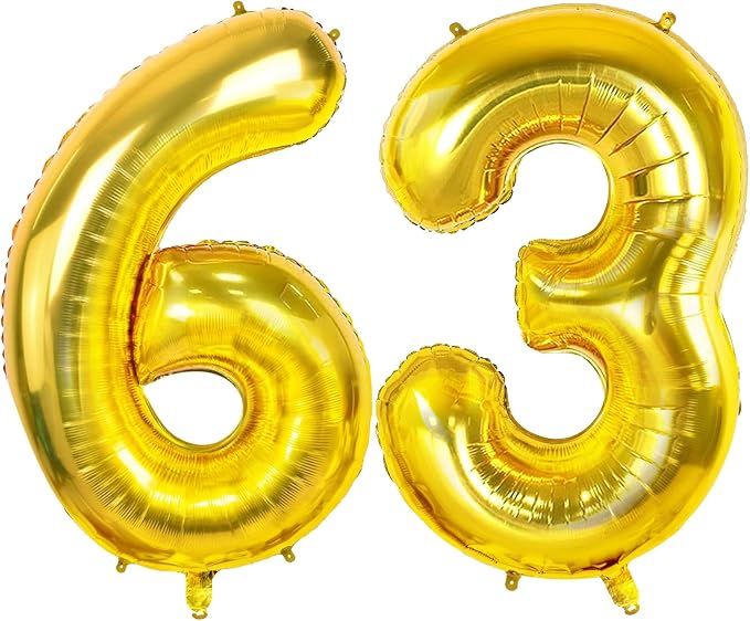 Number 63 Balloons for 63rd Birthday Party Decorations, 0-100 Large No.63 by Joycard