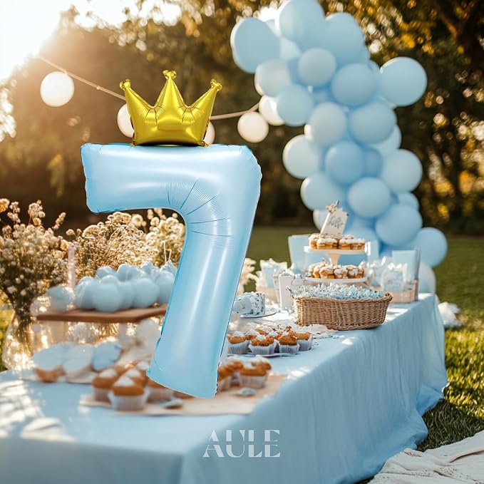 AULE 40 Inch Big Light Blue 7 Balloon Number - Image 6