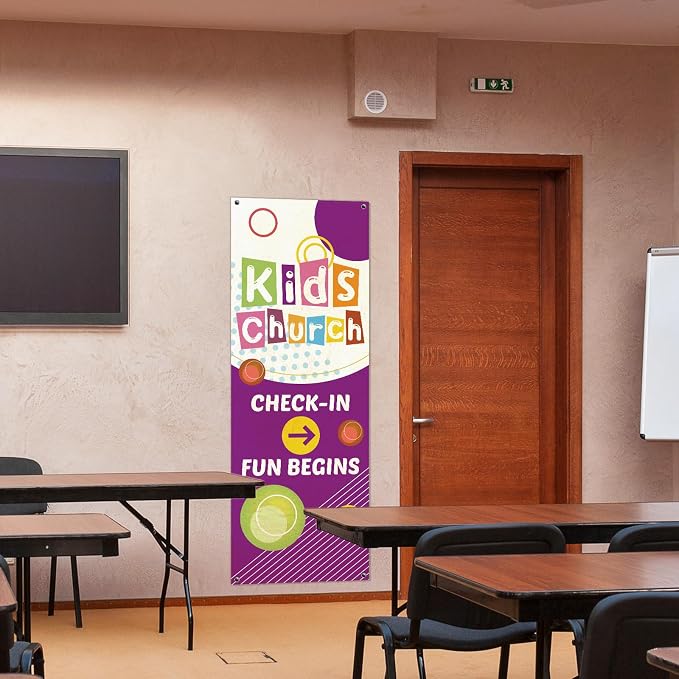 Hahafelt Kids Church Check-in Banners 23 x 63 Inch VBS 2026 Childrens Church - Image 6