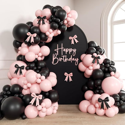 155pcs Pink and Black Balloon Arch Kit by GIZIUXNE