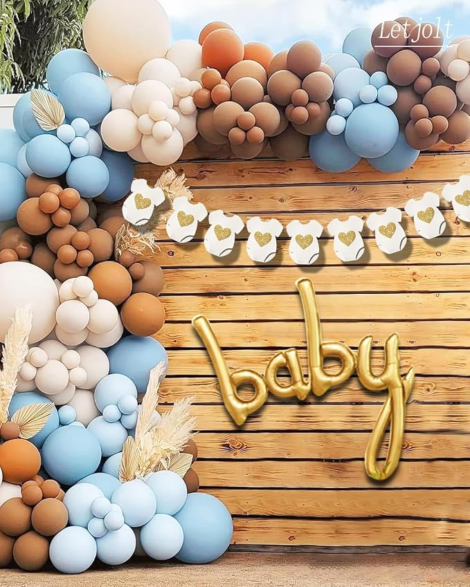 Letjolt White Baby Shower Garland Gender Reveal Banner 9 Flags | Pre-strung - Image 6