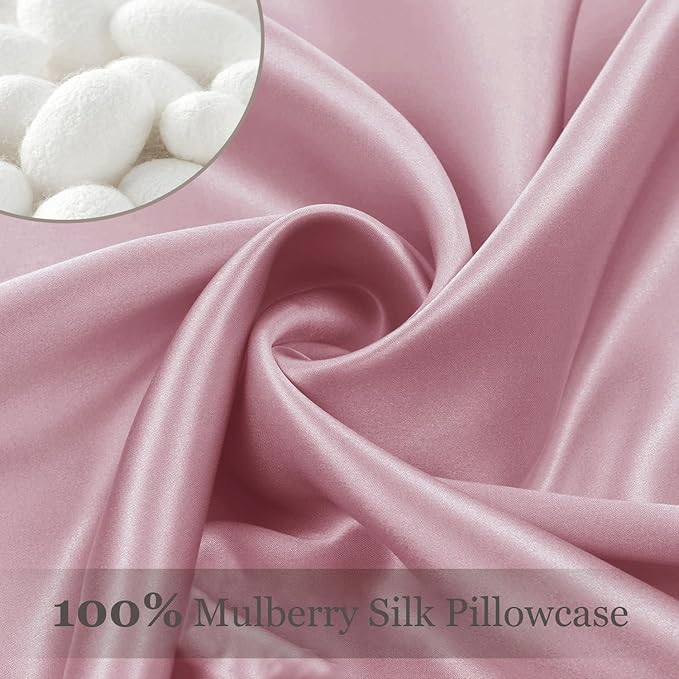 Adubor 100% Silk Pillowcase - Mulberry Silk Pillow Cases, 23 Momme 6A Grade Fibers, Silk Pillow Case for Hair and Skin Health, with Hidden Zipper (Queen 20''x30'', Medium Pink, 1PC)