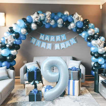 Big Number 9 Balloons, Light Sky Blue Foil 9 Balloon Numbers 40 Inch, Giant 9th - Image 5